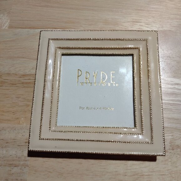 Pryde Interiors 4x4 Photo Frame Gold & Beige Beaded Design Elegant Tabletop Disp - Picture 6 of 6